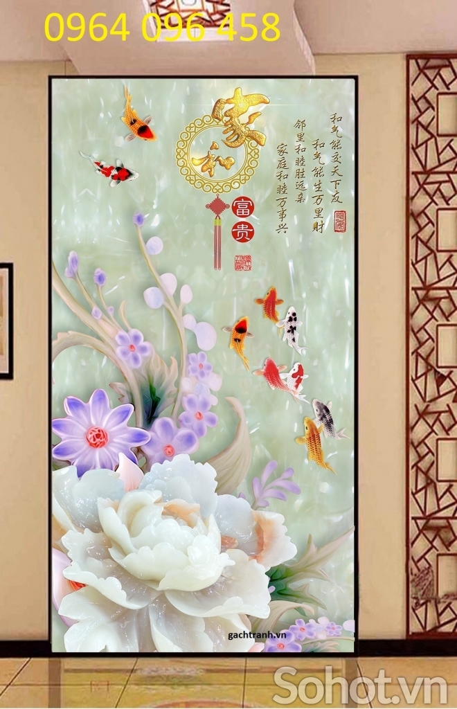 gạch tranh cá chép 3d - NN43
