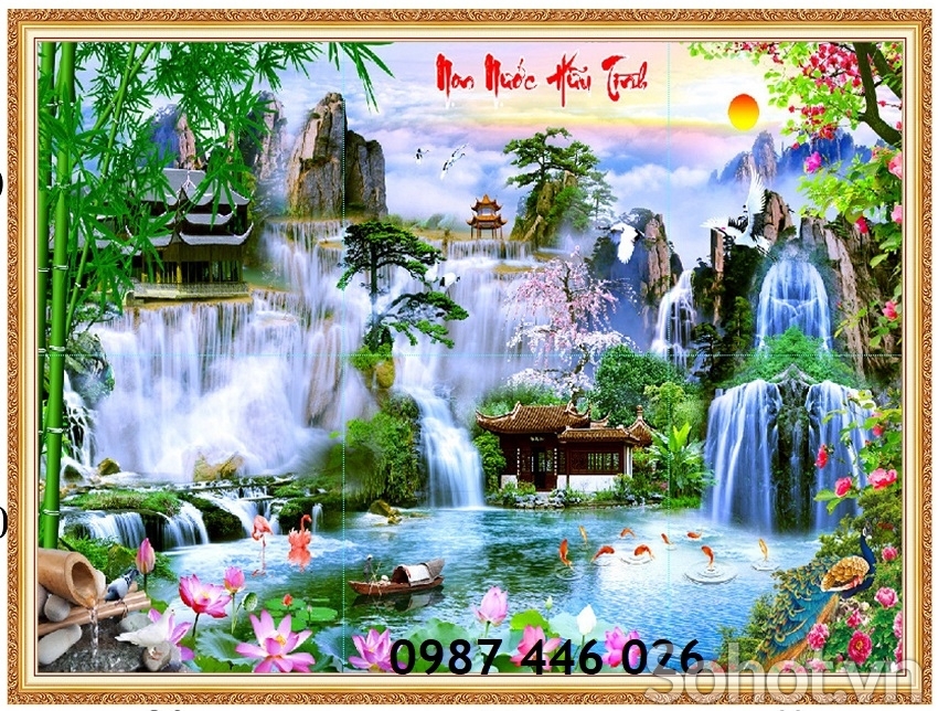 Tranh gạch thác nước HP8282