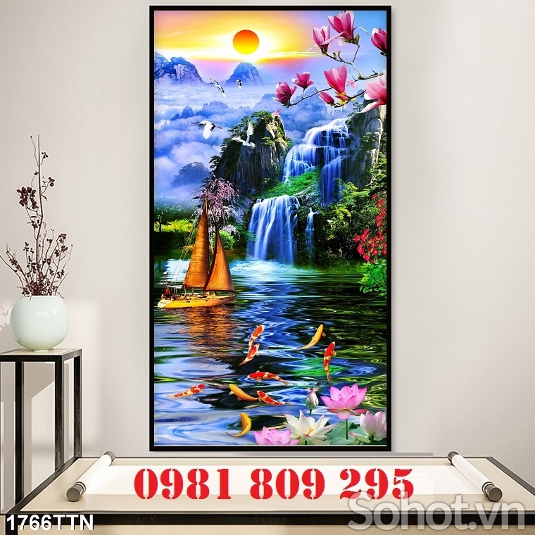 Tranh khổ đứng, tranh gạch men phong cảnh ốp tường DFGD67