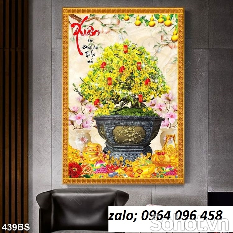 Gạch tranh 3d cây mai - Q82