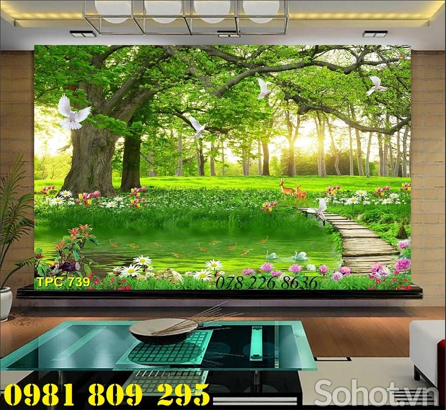 Gạch tranh 3d ốp tường phong cảnh