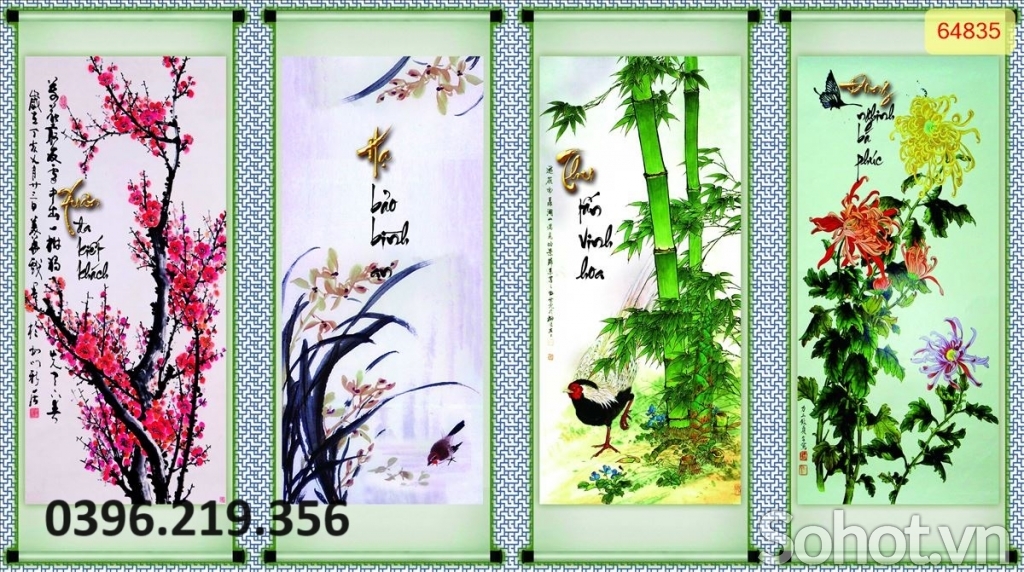 Tranh tứ quý treo tường