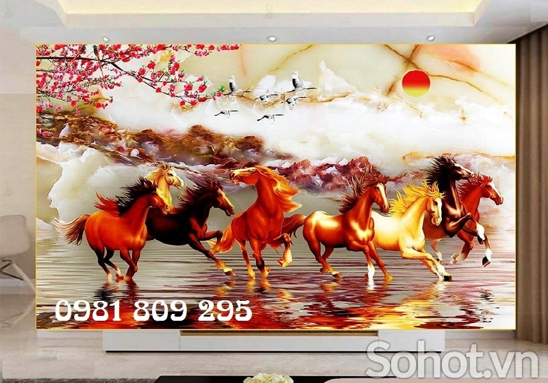 Tranh cao cấp , gạch tranh 3d ngựa
