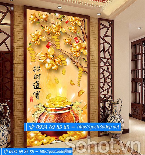 Tranh gạch 3D cây kim tiền
