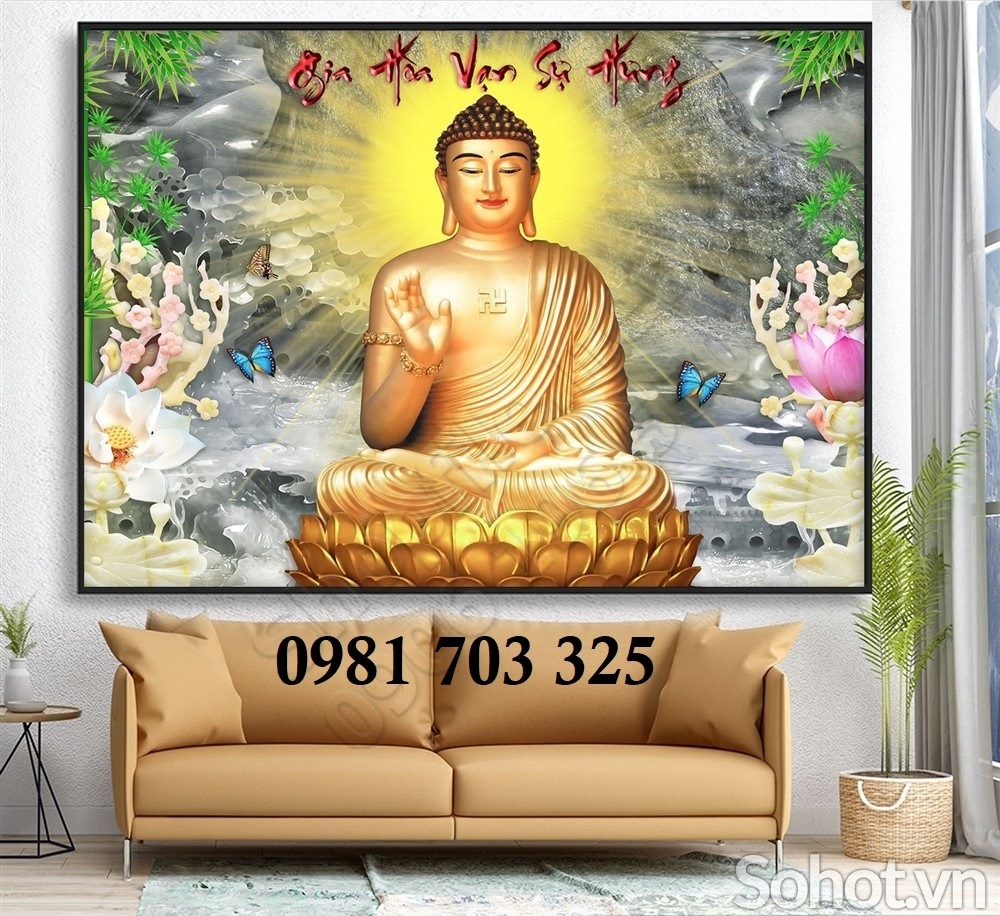 Tranh Phật ốp phòng thờ, gạch men 3D