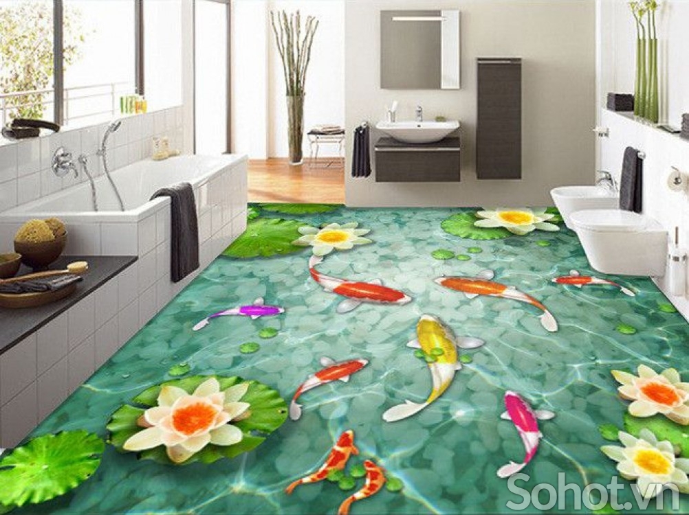 Gạch lát sàn 3d phòng khách đẹp - DCC52