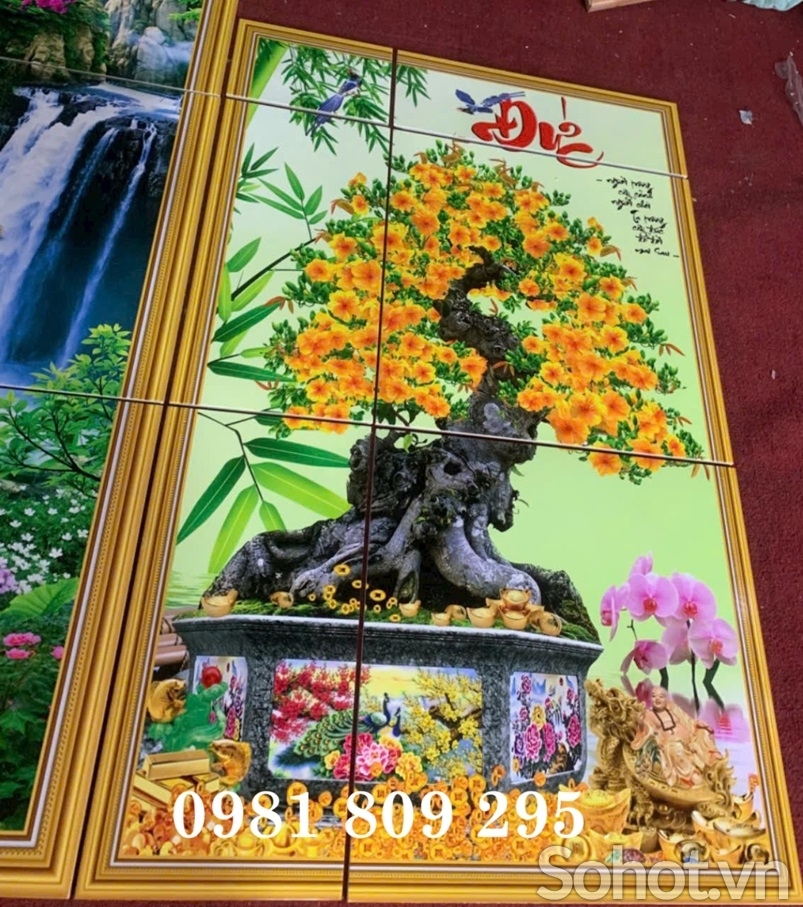 Tranh gạch 3d hoa mai ốp tường , gạch tranh 3d