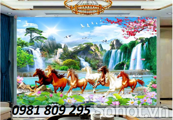 Gạch tranh phong thủy bát mã