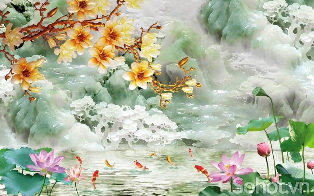 gạch tranh 3d tùng hạc - AN66