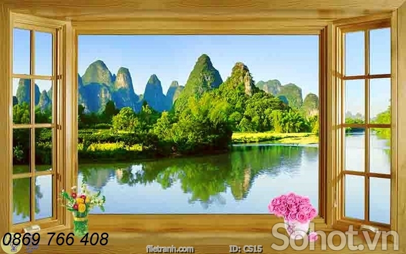 Tranh gạch cửa sổ 3D