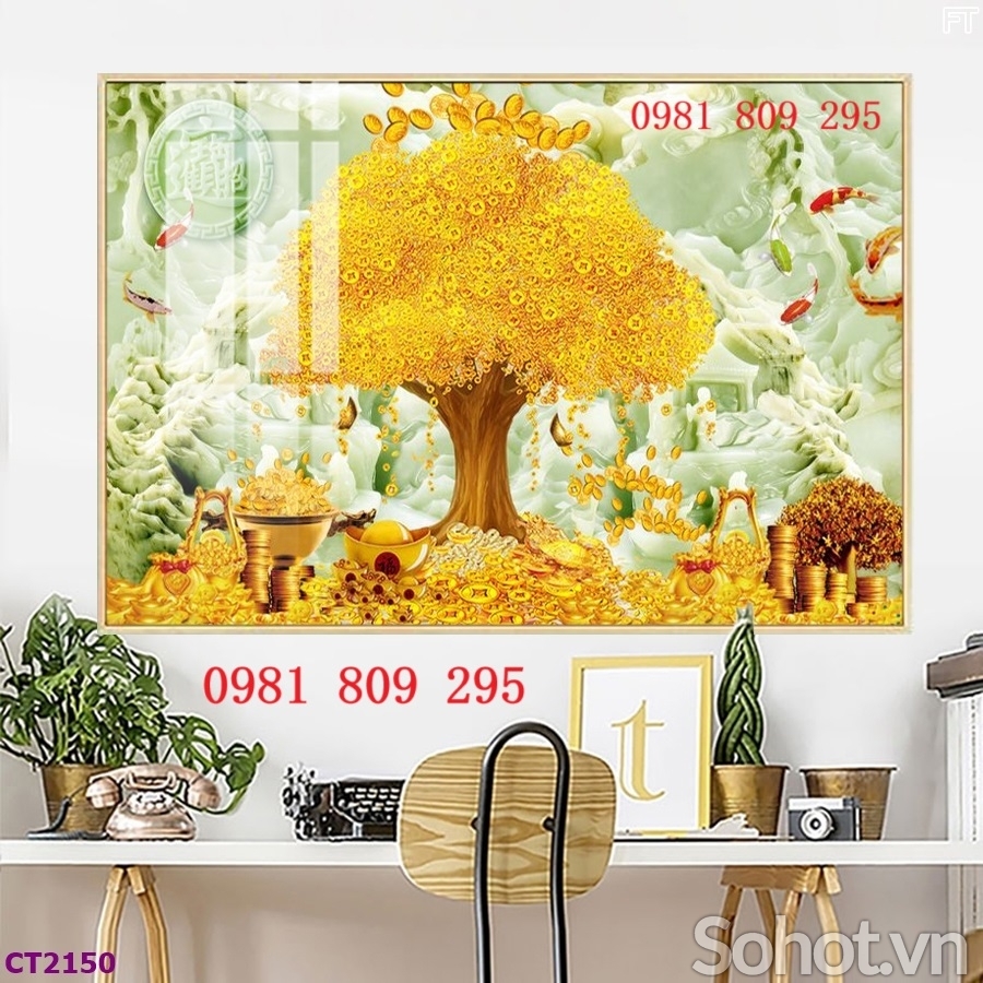 Mẫu gạch ốp tường , gạch tranh trang trí 3d kim tiền