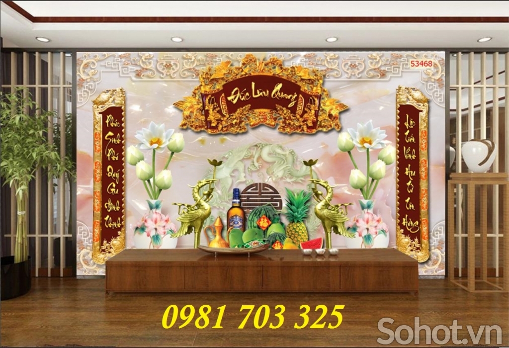 tranh 3D phòng thờ, gạch tranh 3D