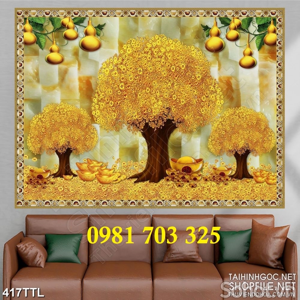 Tranh gạch kim tiền tài lộc 3D