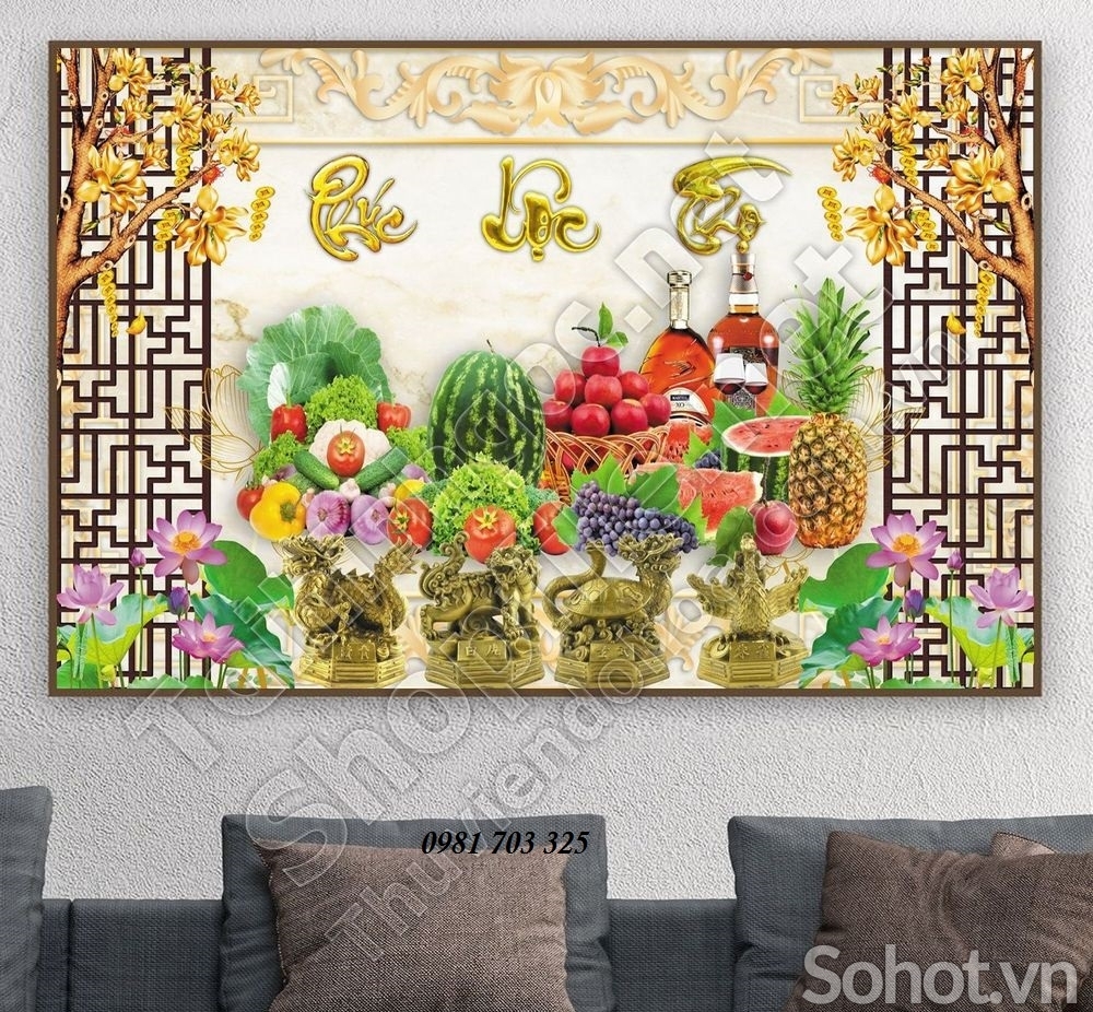 Tranh gạch 3D phòng thờ- gạch tranh ốp tường