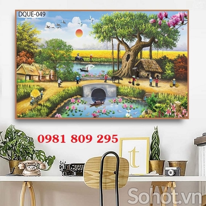 Gạch tranh làng quê 3d