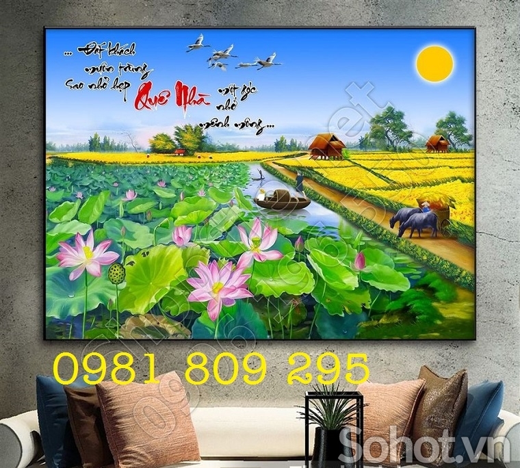 Gạch tranh làng quê 3d