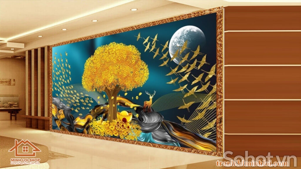 Tranh 3d cây kim tiền - LXDC533