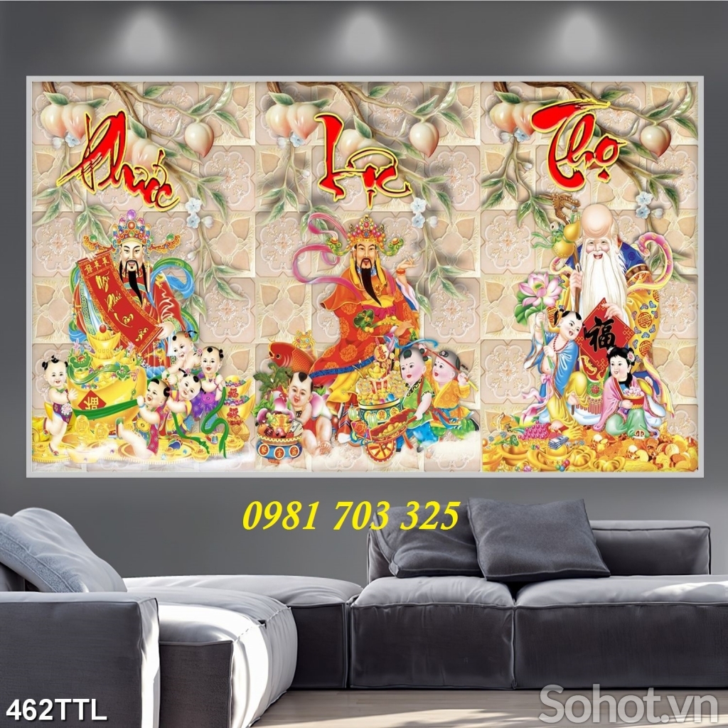 gạch 3D, tranh gạch phúc lộc thọ