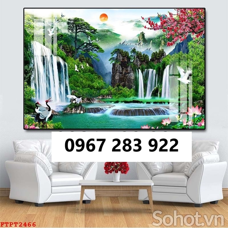 Tranh gạch thác nước 3d phong thủy