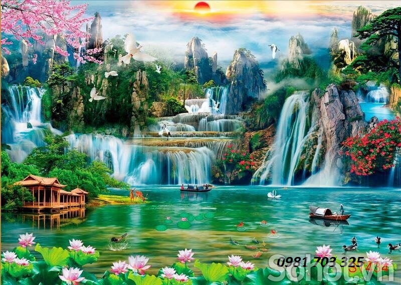 Tranh phong cảnh- gạch tranh 3D ốp tường