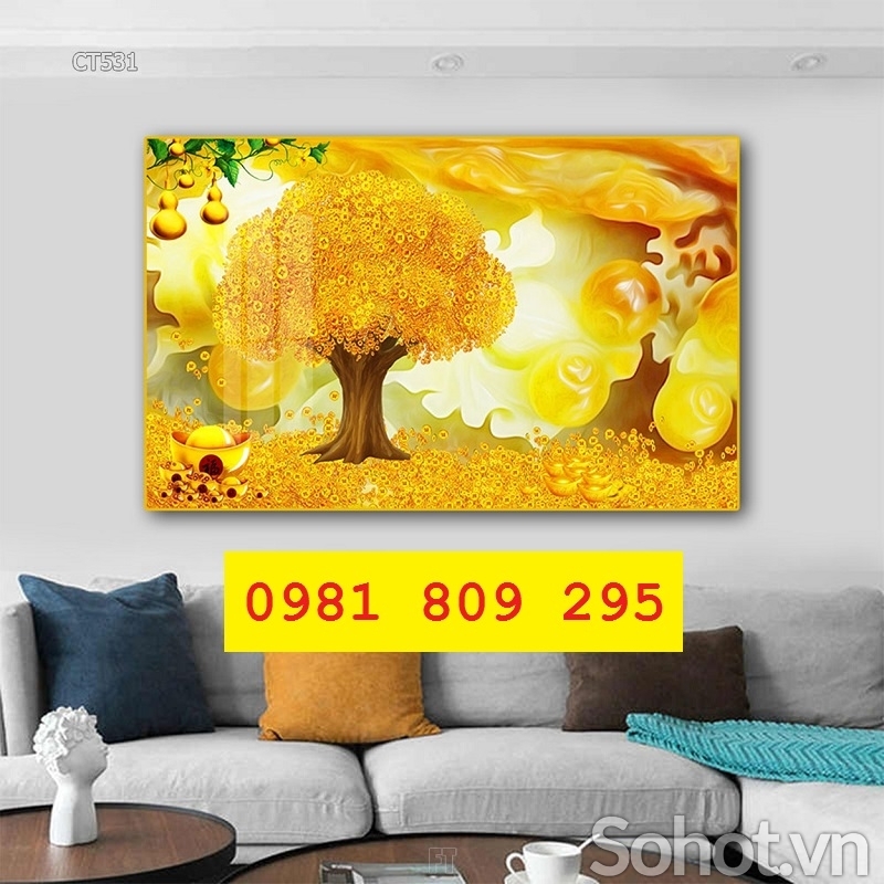 Gạch tranh 3d cây tiền vàng