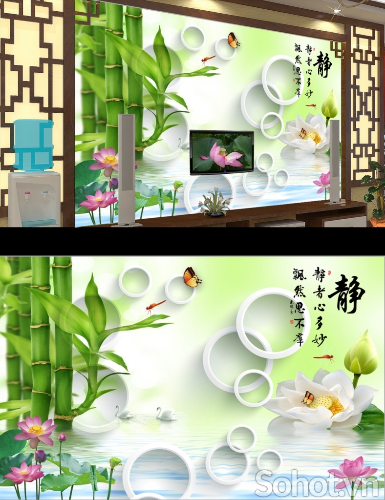 Tranh gạch 3d ốp tường phong thủy phòng khách - LSCX33