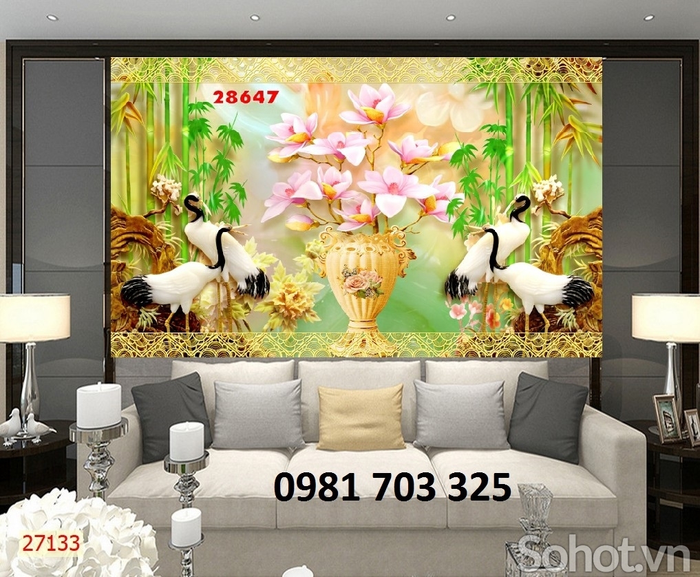 Tranh gạch 3D chim hạc- gạch tranh trang trí