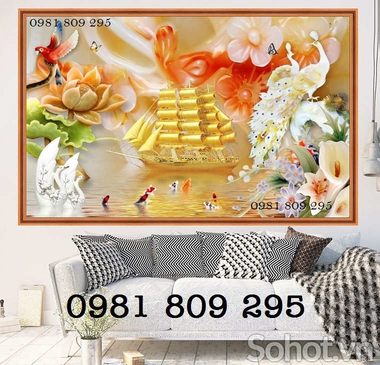 Tranh chim công 3d - tranh gạch 3d chim công