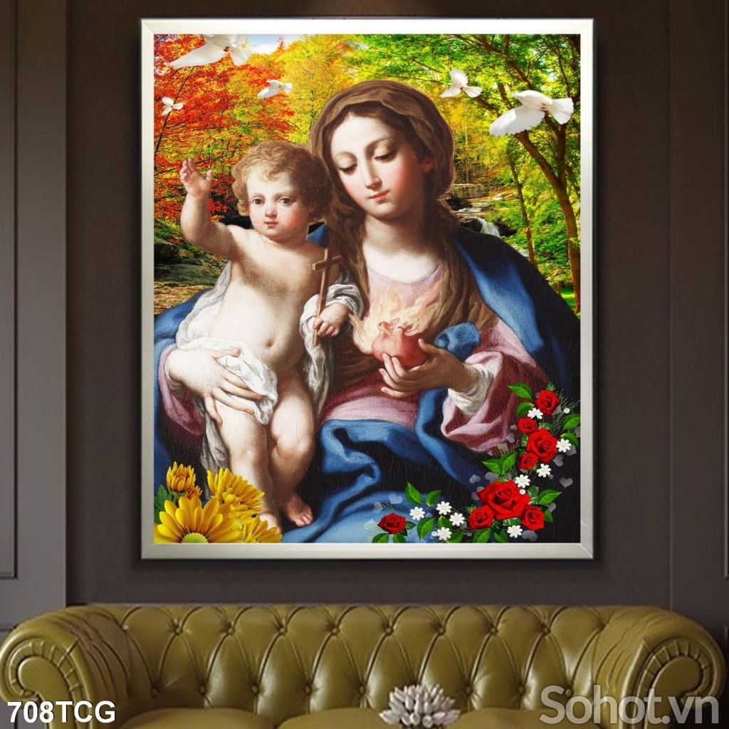 Gạch tranh 3D hình công giáo trang trí