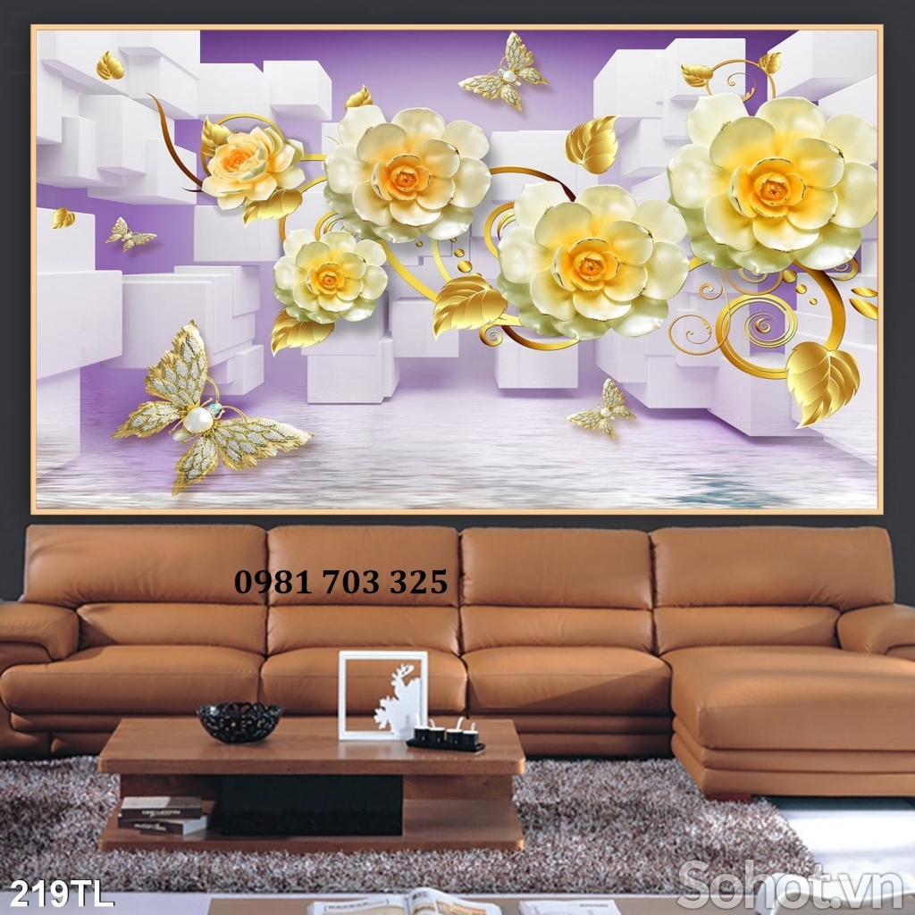 Tranh gạch 3d hoa trang trí đẹp