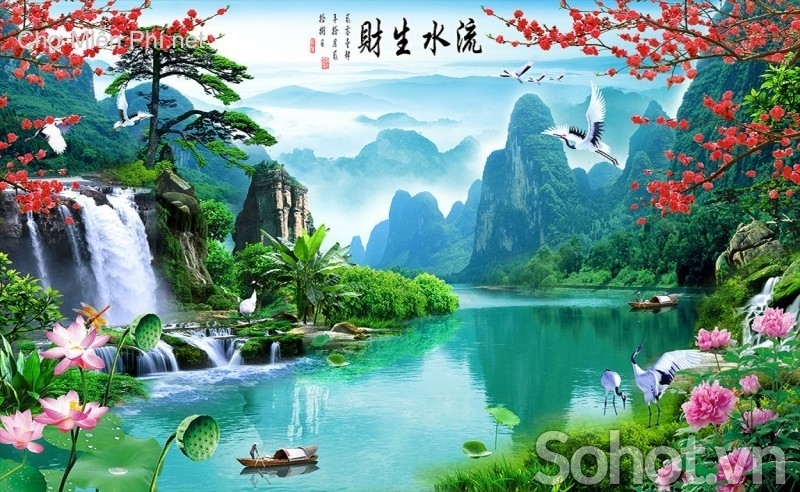 Tranh gạch 3d phong cảnh sơn thủy hữu tình - SMN66