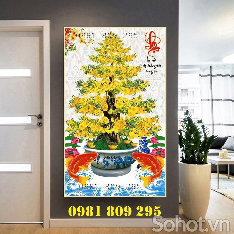 Tranh gạch cây mai vàng Hp7654