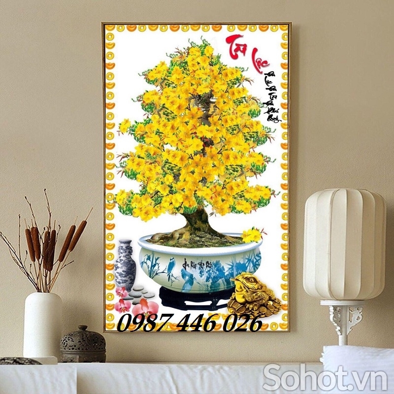 Gach tranh mai vàng 3d HP9283