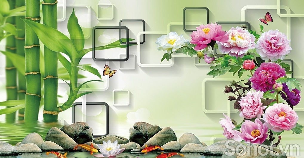 Tranh gạch 3d ốp tường hoa mẫu đơn - 2SXC63