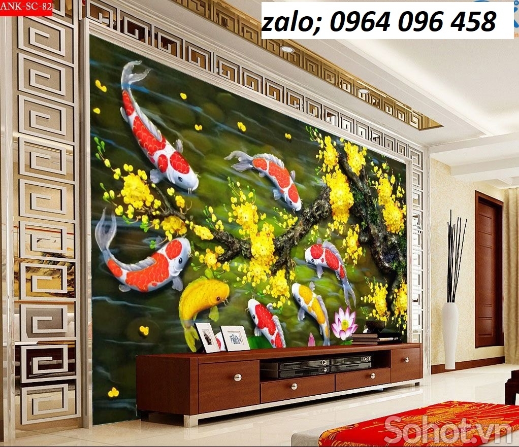 Tranh gạch 3d cá chép phong thủy - MXVC3