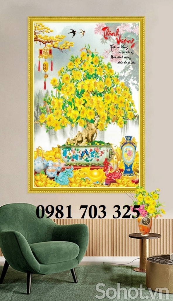 Tranh hoa mai trang trí tường, gạch tranh