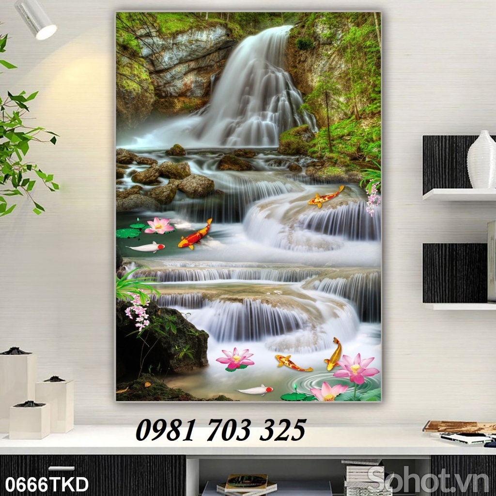 tranh khổ đứng, gạch tranh ốp tường 3D