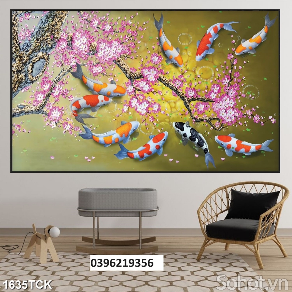 Tranh hoa sen đẹp trang trí 3D