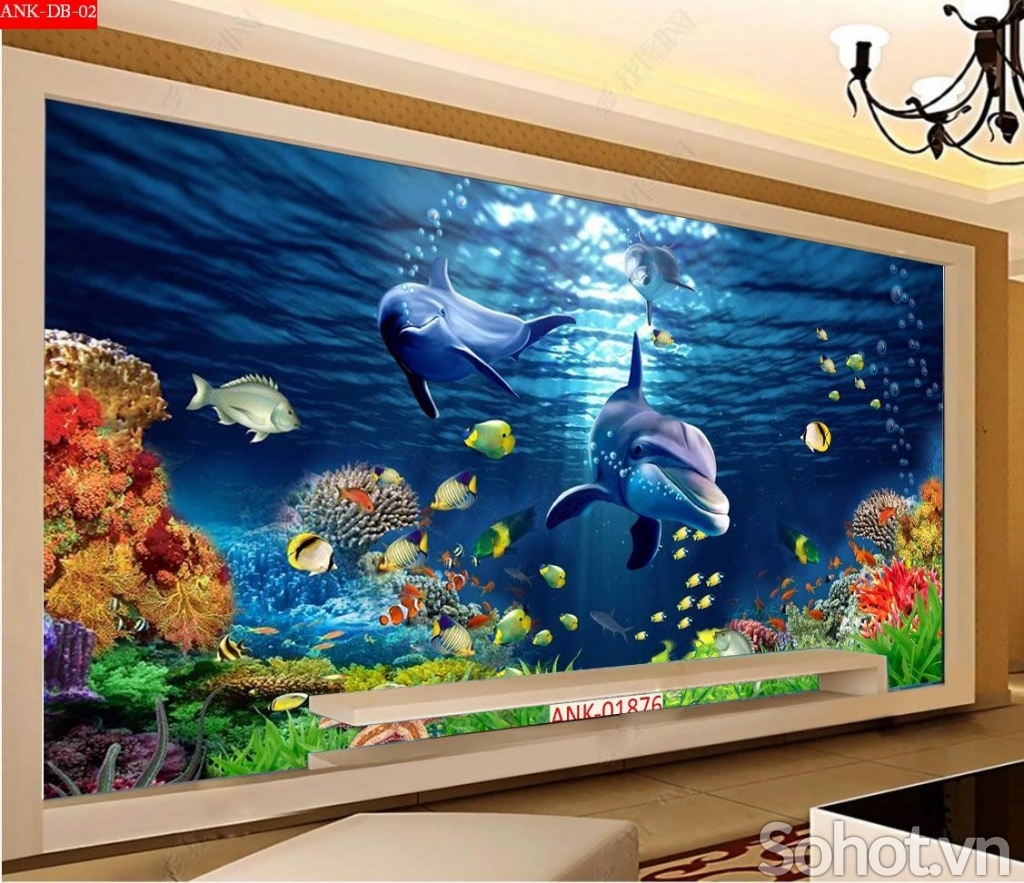 Tranh gạch 3d cá heo đại dương - HNBV55