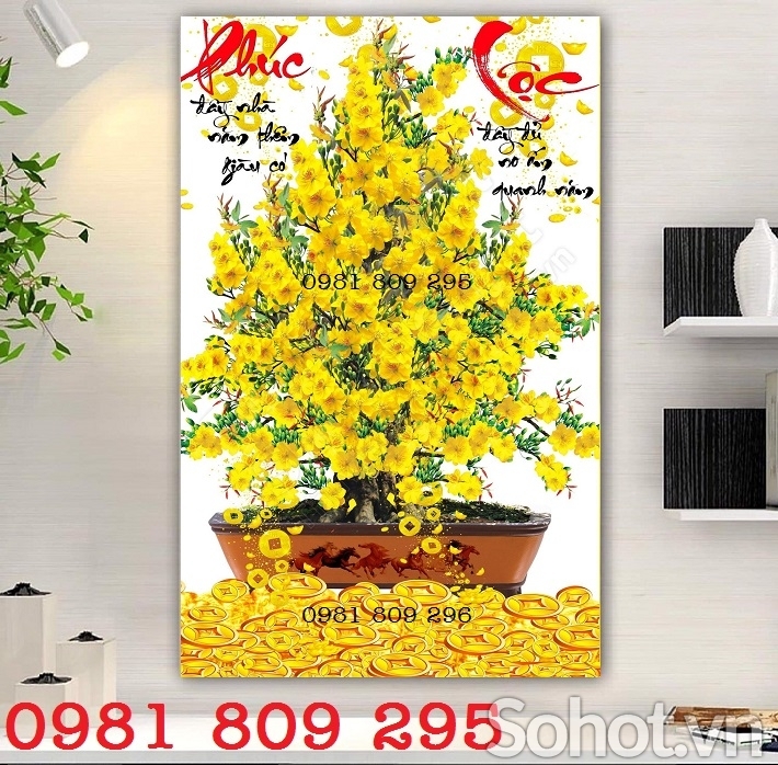 Tranh 3d hoa mai , gạch tranh mới HN939