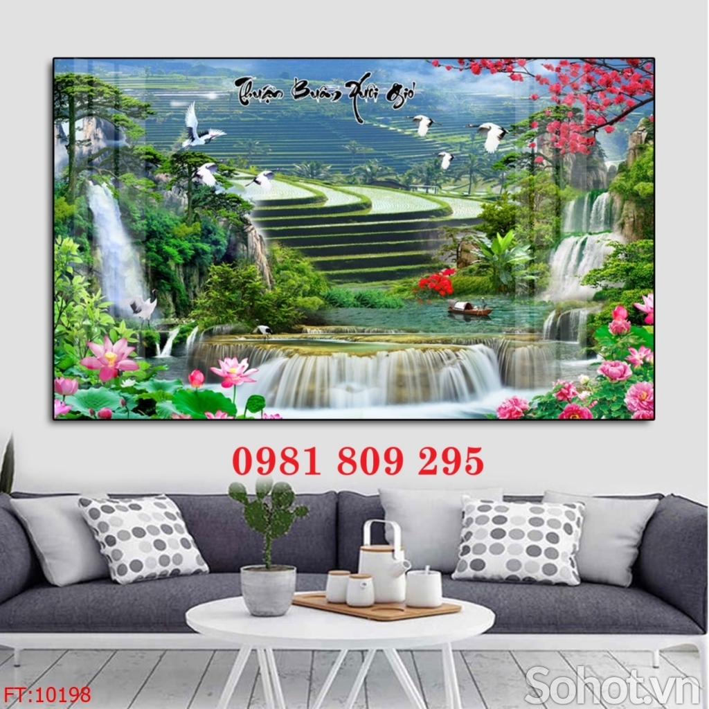 Tranh trang trí , gạch tranh 3d ruộng bậc thang