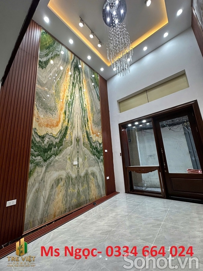 Tấm ốp tường phòng khách than tre