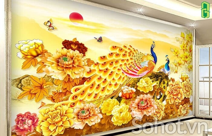 Tranh gạch 3d chim công phượng - DCBBV64