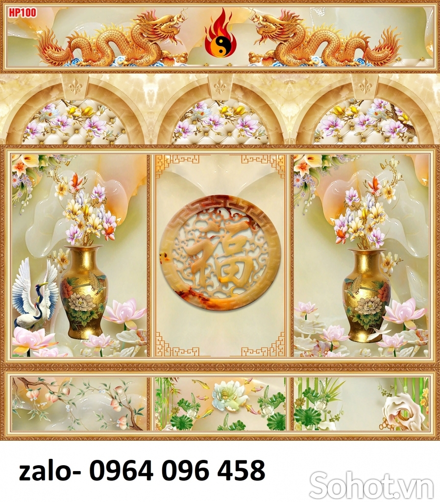 Gạch tranh 3d ốp tường bàn thờ - JCNV744