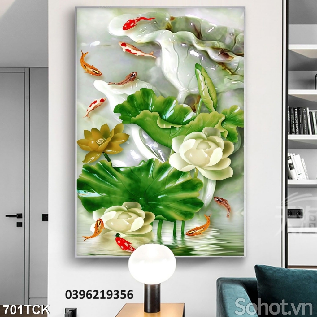 Tranh cá chép đẹp 3D trang trí