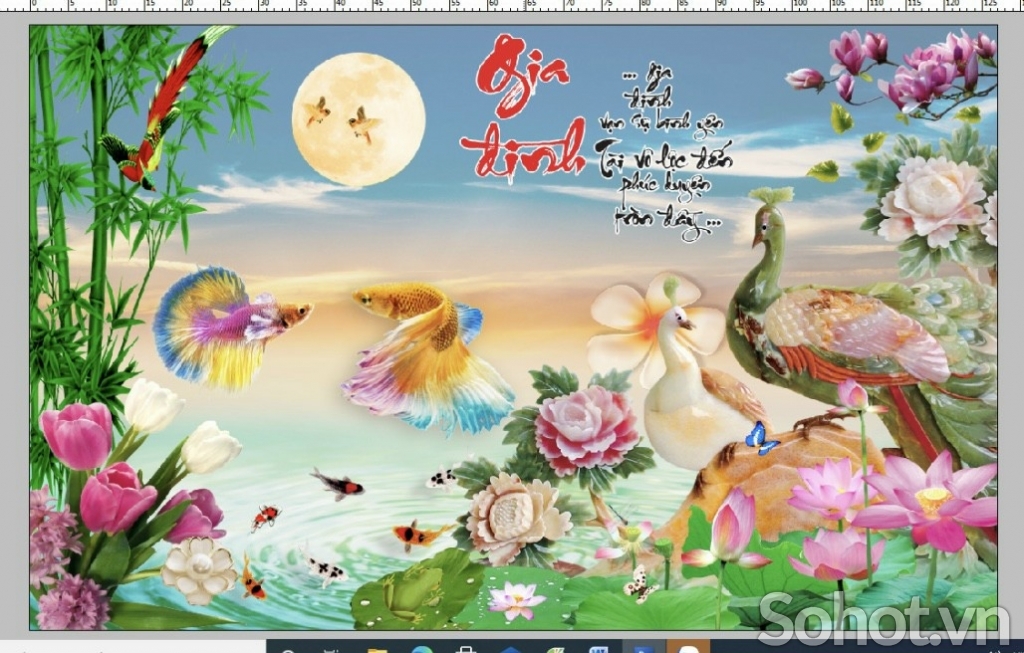 Tranh gạch 3D đẹp hình chim công