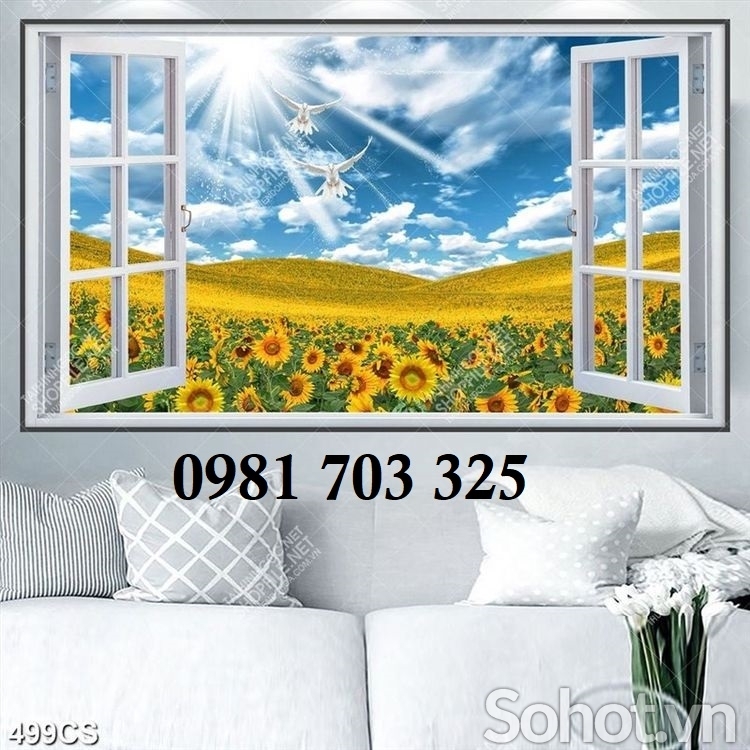Tranh gạch cửa sổ trang trí
