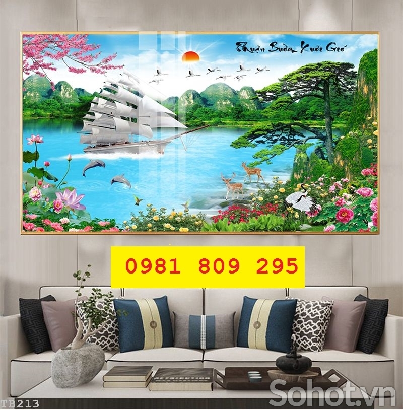 Gạch tranh thuyền buồm cao cấp