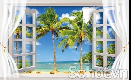 tranh gạch men cảu sổ 3d - CBB65