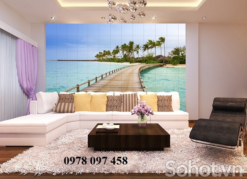 Gạch tranh phòng khách